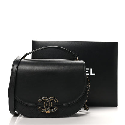 Chanel Shiny Calfskin Goatskin Quilted Medium Coco Curve Messenger Flap Black 14 of 14