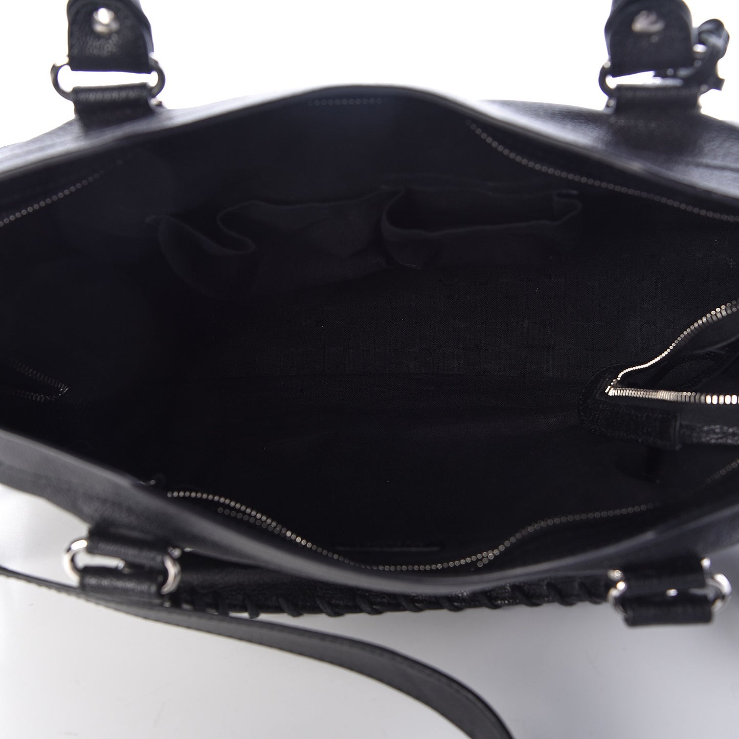 Chevre Silver Metallic Edge Hardware City Black