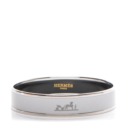 Hermes Enamel Printed Narrow Caleche Bracelet 65 White 1 of 5