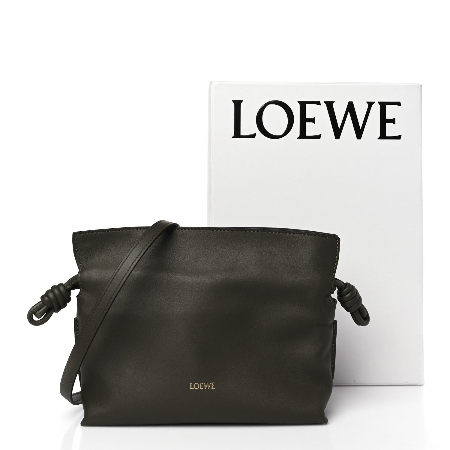 Loewe Calfskin Mini Flamenco Knot Clutch Dark Khaki 11 of 11
