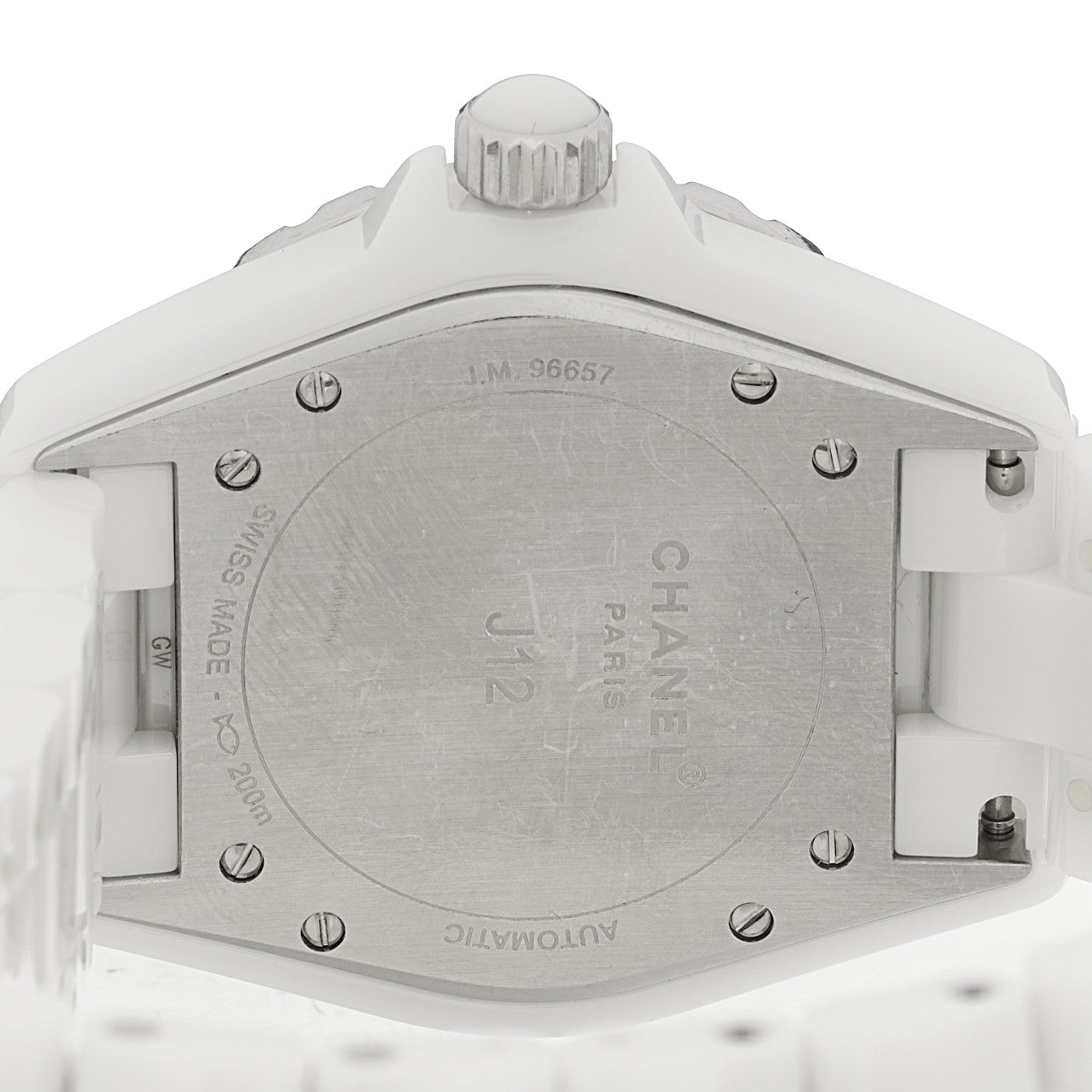 Stainless Steel Ceramic Diamond 38mm J12 Automatic Watch White