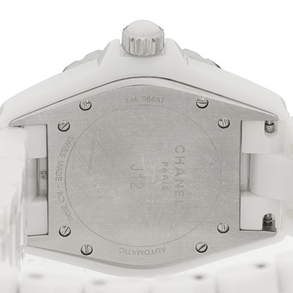 Chanel Stainless Steel Ceramic Diamond 38mm J12 Automatic Watch White 4 of 4