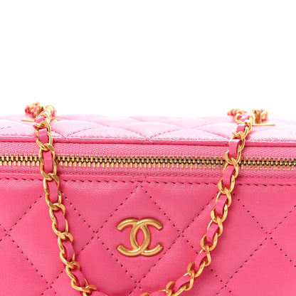 Chanel Lambskin Enamel Quilted Small Coco Hearts Vanity Case With Chain Pink 8 of 11
