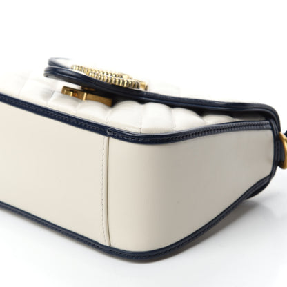 Gucci Vintage Effect Calfskin Matelasse Diagonal Mini Torchon GG Marmont Top Handle Shoulder Bag Mystic White Blue Agata 7 of 11