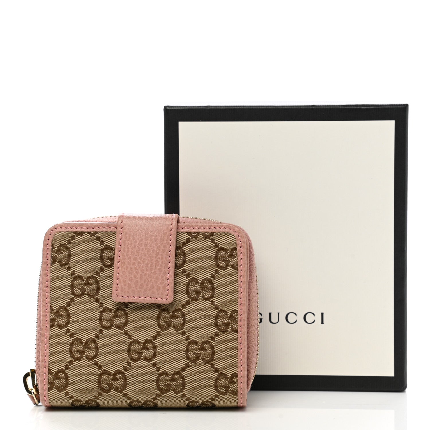 Gucci Monogram Dollar Calfskin Zip Around French Flap Wallet Beige Ebony Soft Pink 11 of 11