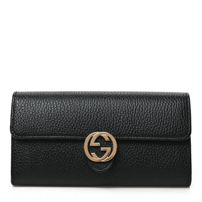 Gucci Dollar Calfskin Interlocking G Continental Wallet Black 1 of 6