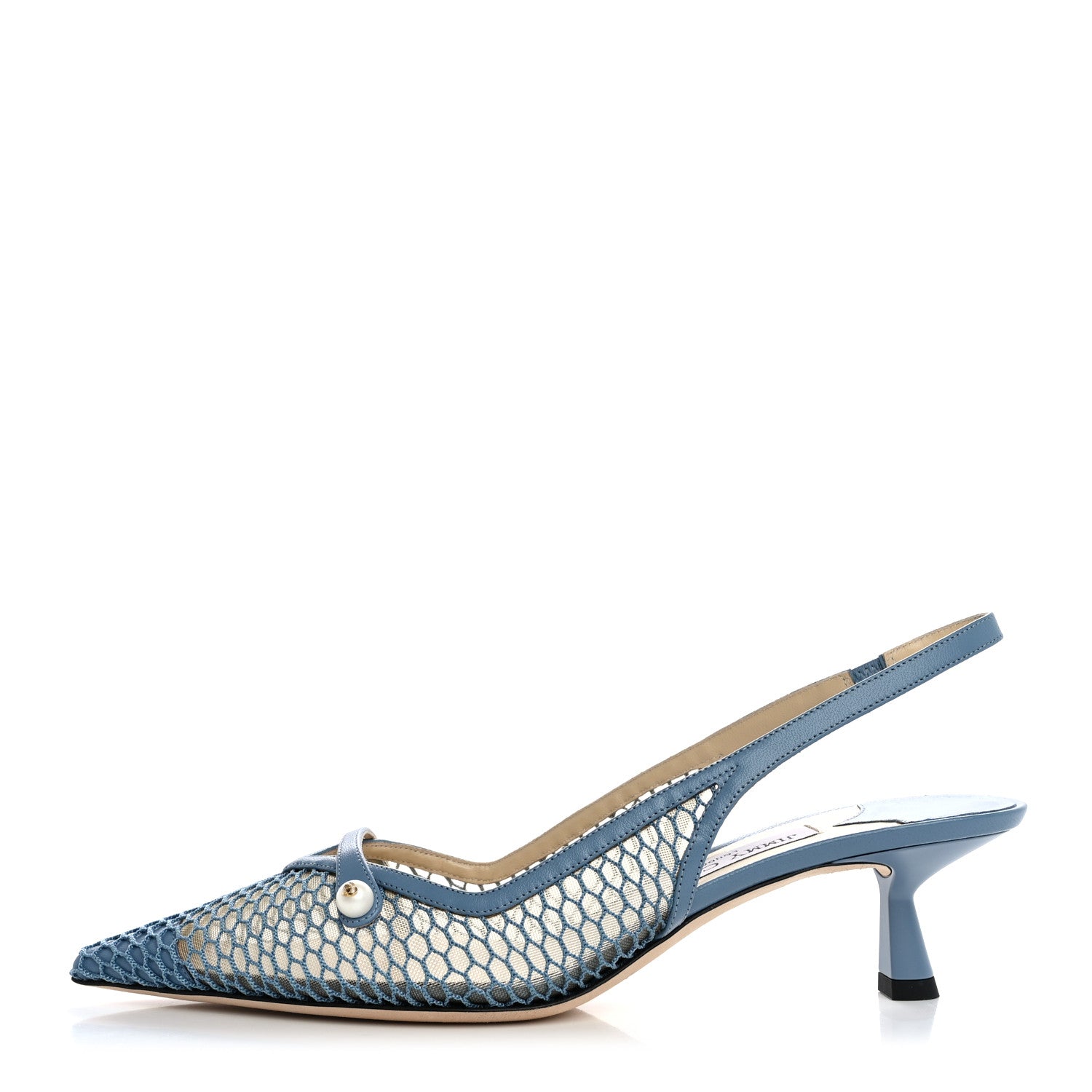 Jimmy Choo Fishnet Mesh Nappa Amita 45 Slingback Pumps 39 Smoky Blue 1 of 9
