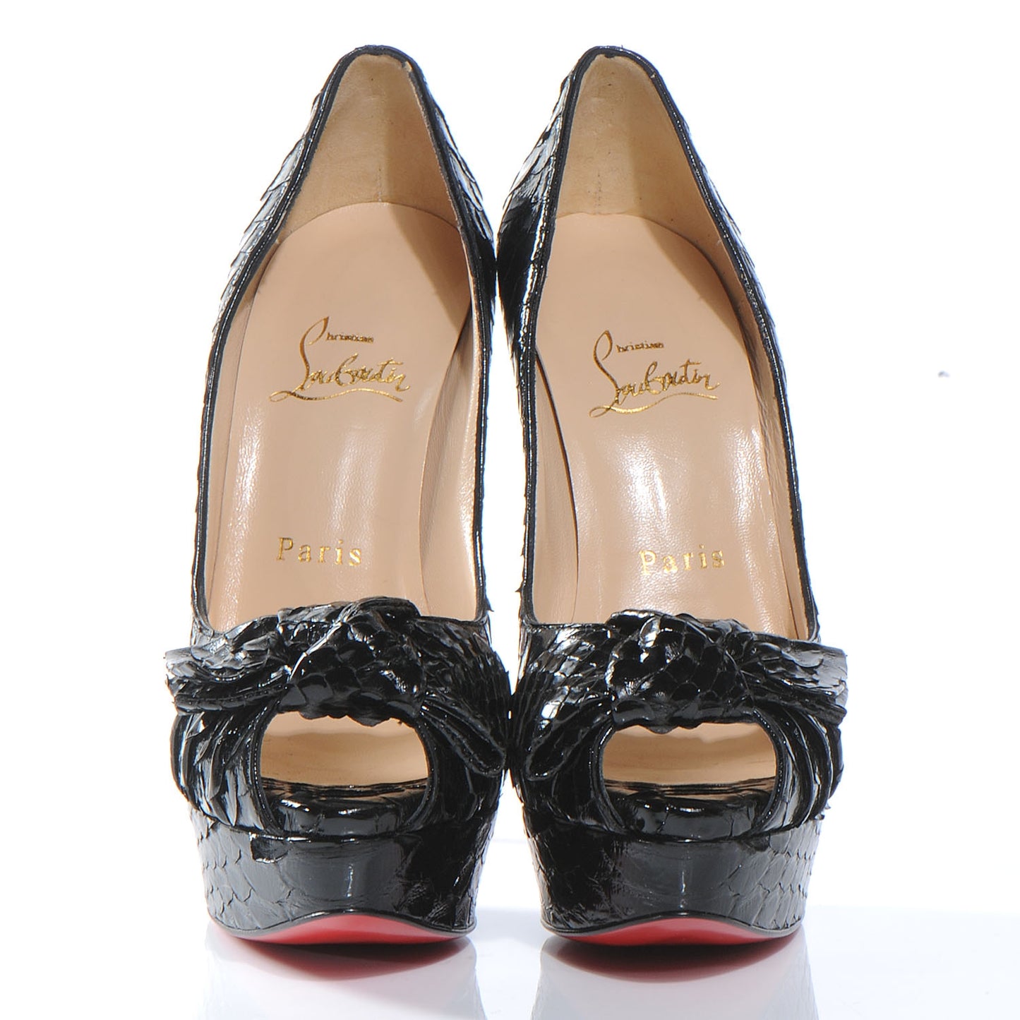 Python Madam Butterfly 150 Platform Peep Toe Pumps 36.5 Black