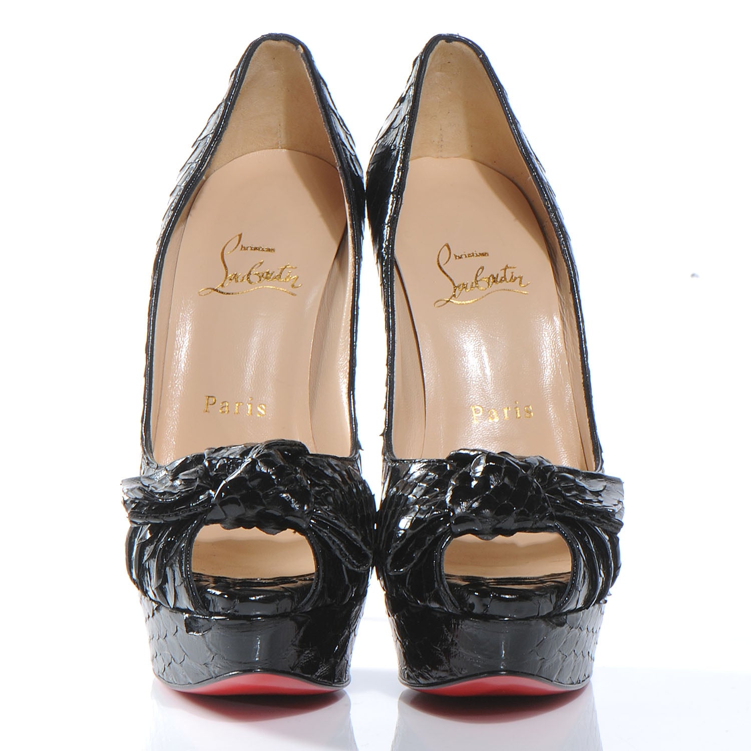 Christian Louboutin Python Madam Butterfly 150 Platform Peep Toe Pumps 36.5 Black 2 of 7