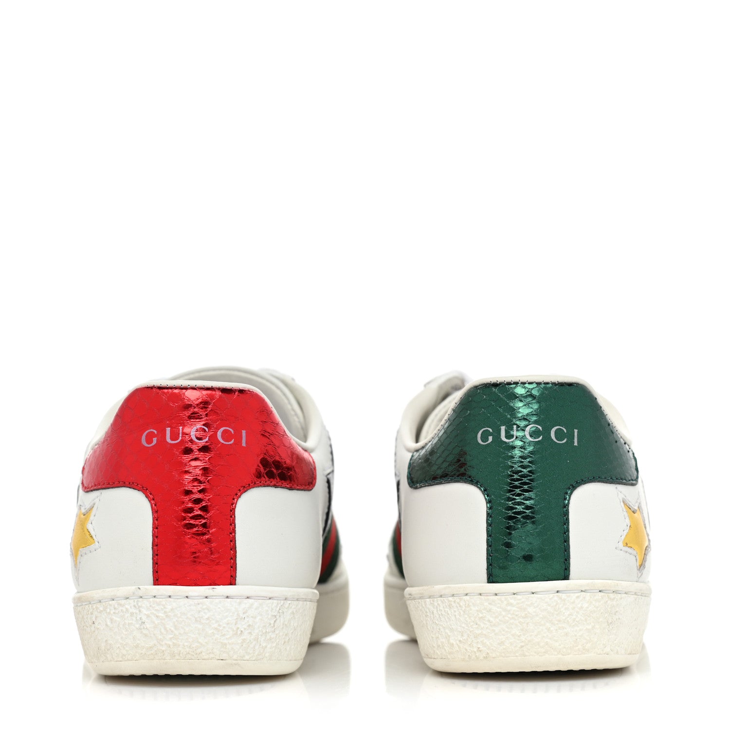 Gucci Calfskin Ayers Web Star Embroidered Womens Ace Sneakers 35.5 White Multi 4 of 11