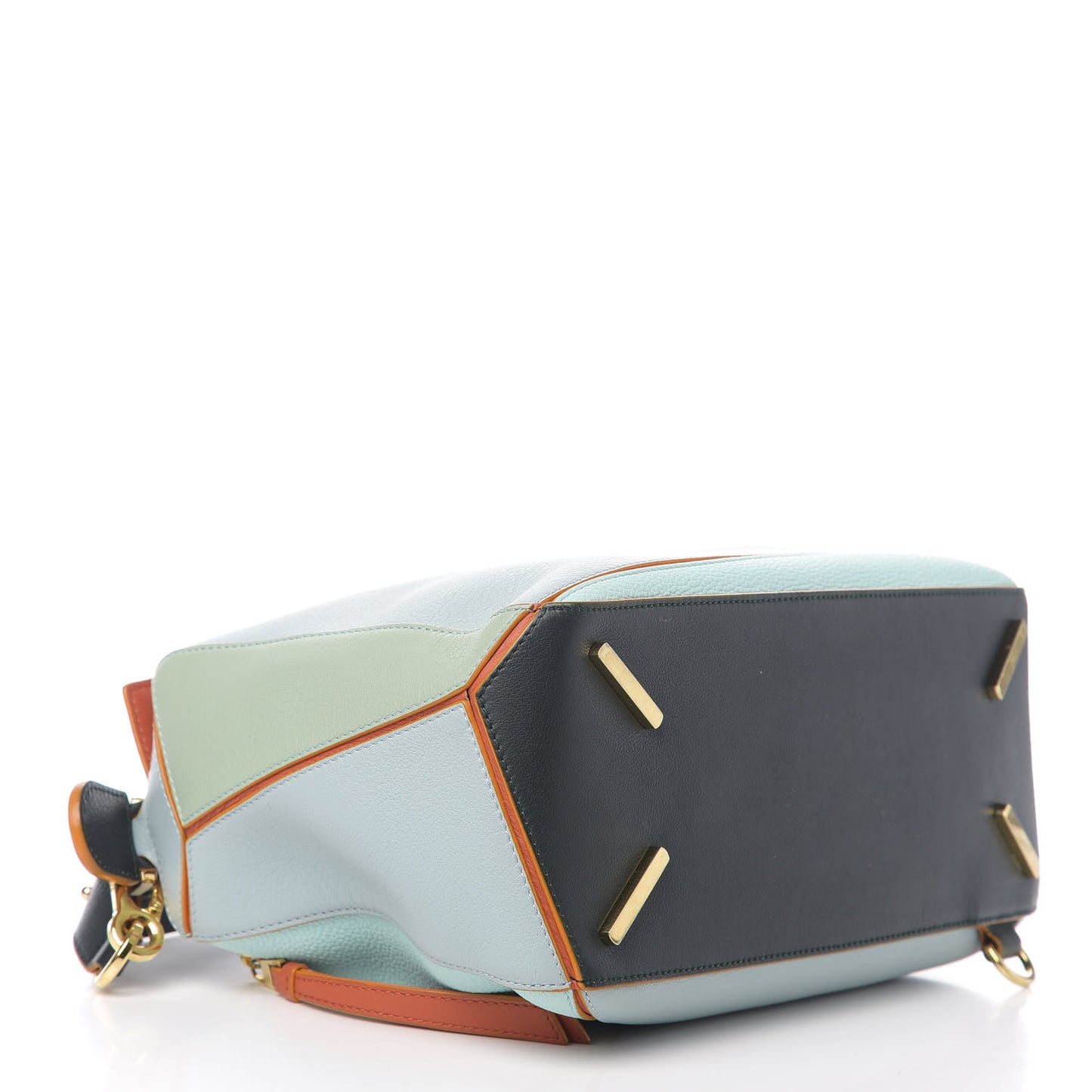Calfskin Medium Paula's Ibiza Puzzle Bag Aqua Light Blue Multicolor