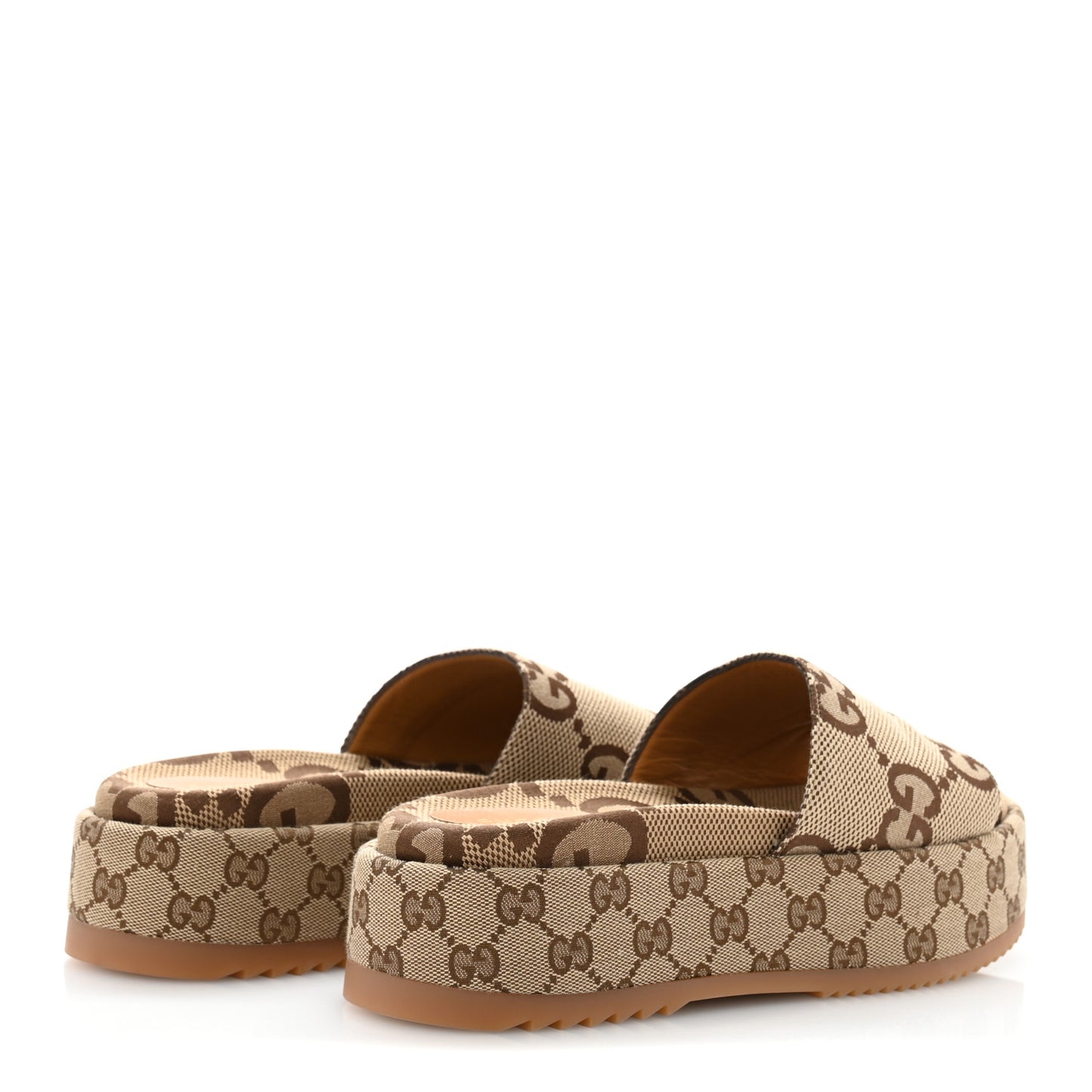 Monogram Maxi GG Angelina Platform 55mm Slide Sandals 39 Camel Ebony