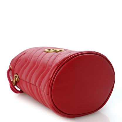 Gucci Calfskin Matelasse Mini GG Marmont 2.0 Bucket Bag Hibiscus Red 3 of 8