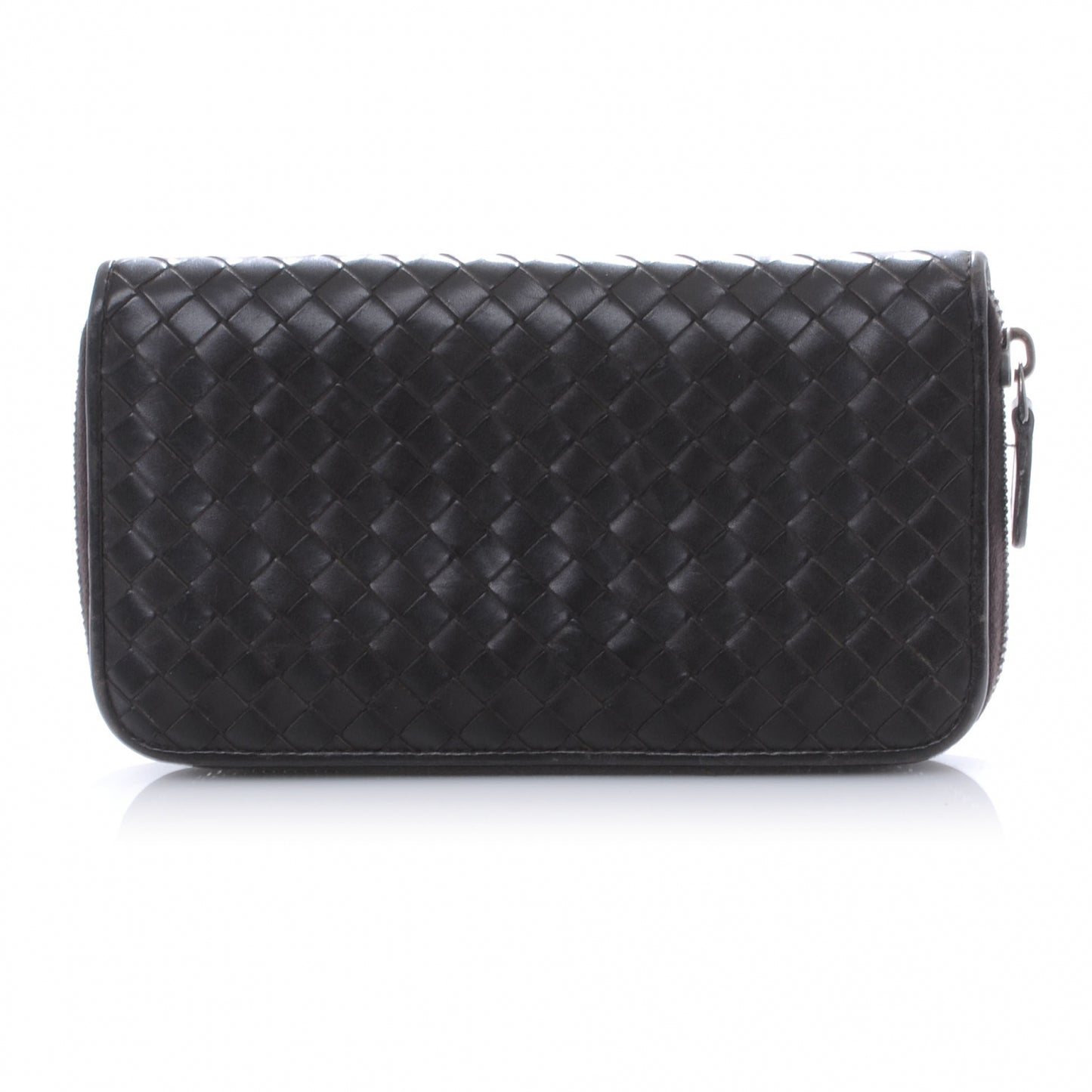 Nappa Intrecciato Zip Around Wallet Ebano