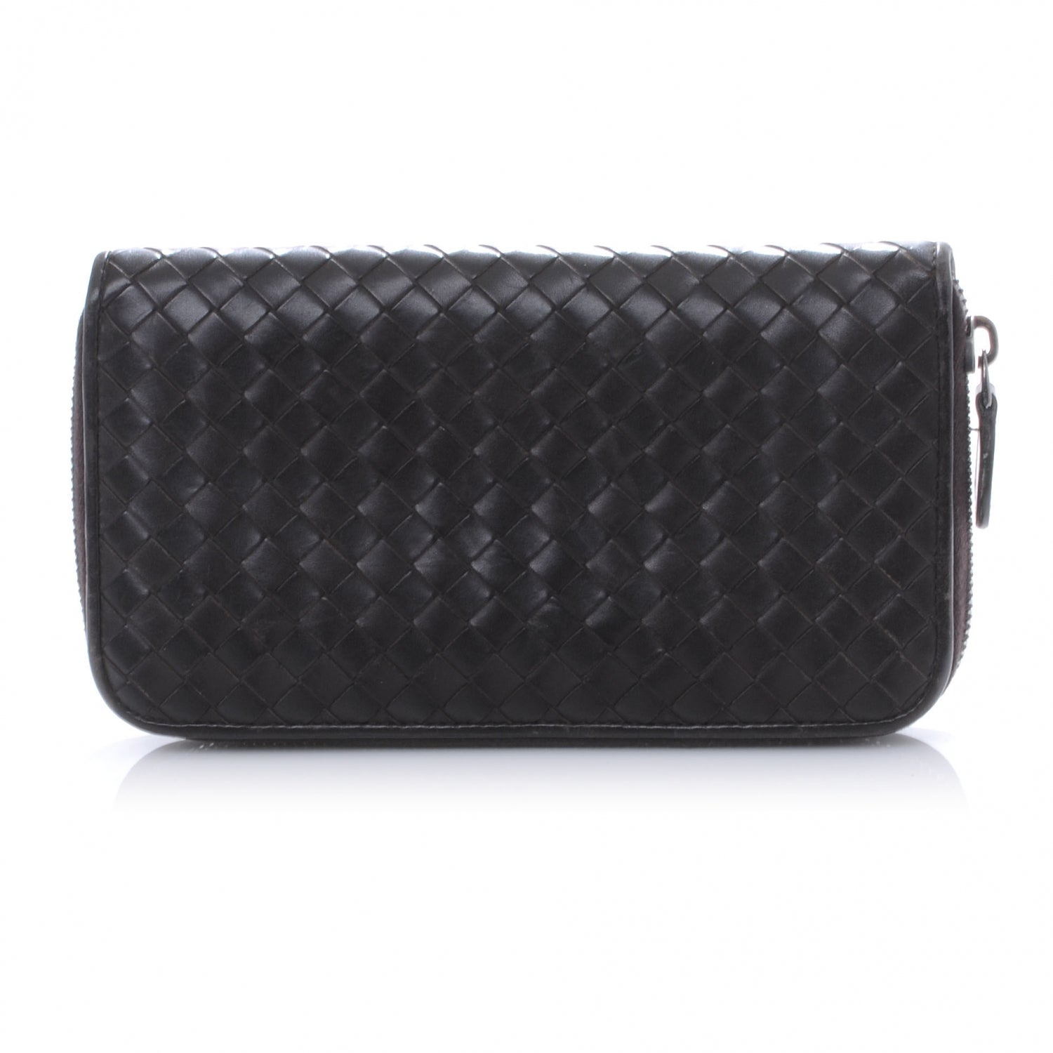 Bottega Veneta Nappa Intrecciato Zip Around Wallet Ebano 1 of 8