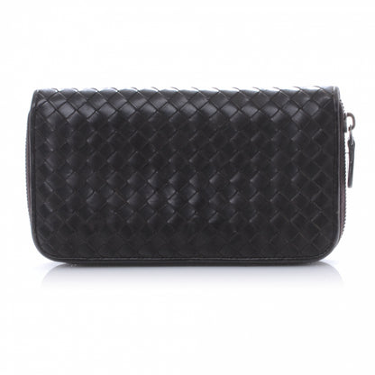 Bottega Veneta Nappa Intrecciato Zip Around Wallet Ebano 1 of 8