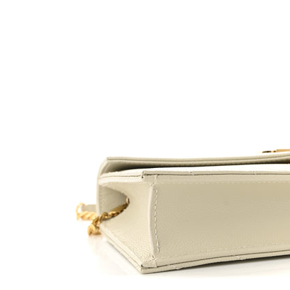 Saint Laurent Grain De Poudre Matelasse Chevron Monogram Envelope Chain Wallet Crema Soft 6 of 7