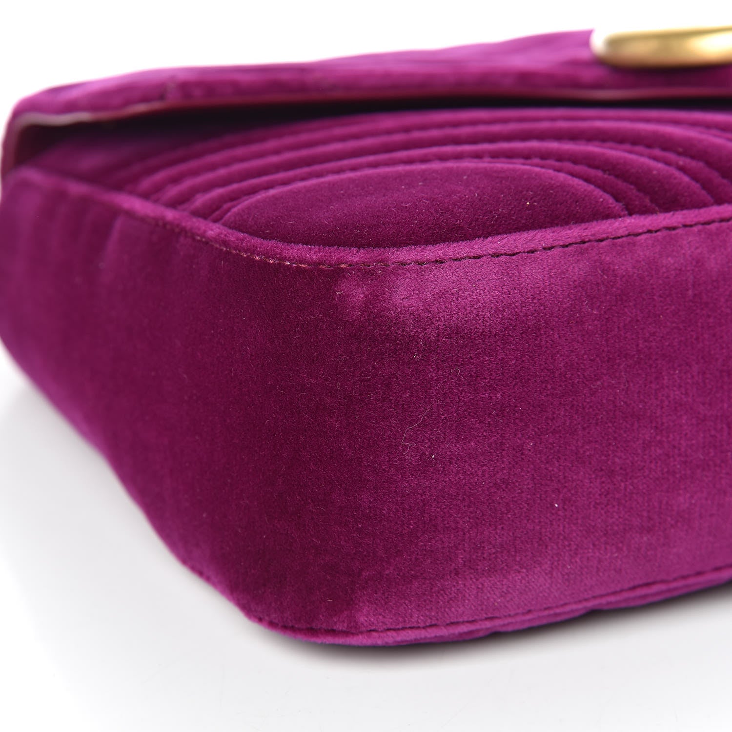 Gucci Velvet Matelasse Medium GG Marmont Shoulder Bag Fuchsia Violet Cyclamen 10 of 11