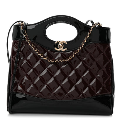 Chanel Patent Calfskin Quilted Mini 31 Shopping Bag Burgundy Black 1 of 11