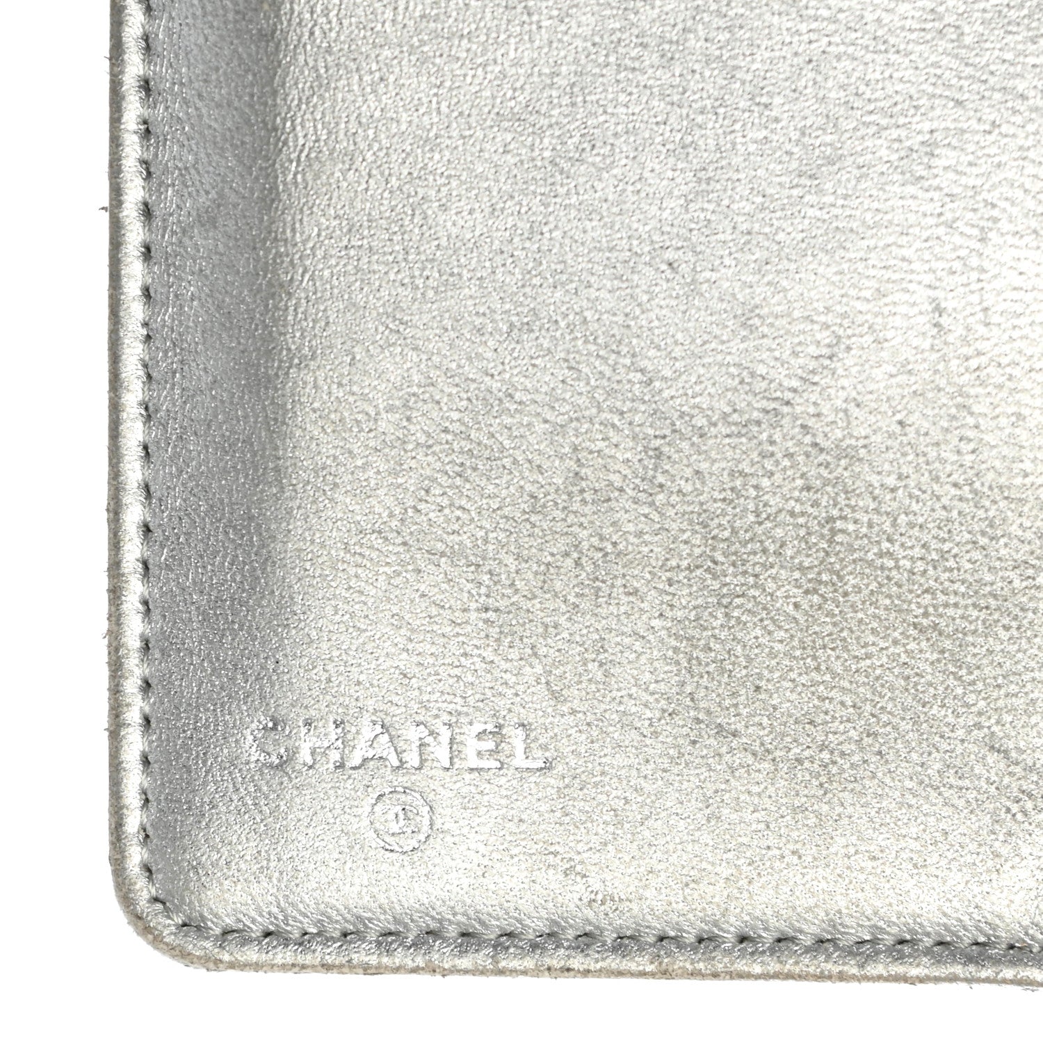 Chanel Metallic Lambskin Quilted Yen Wallet Silver 6 of 16