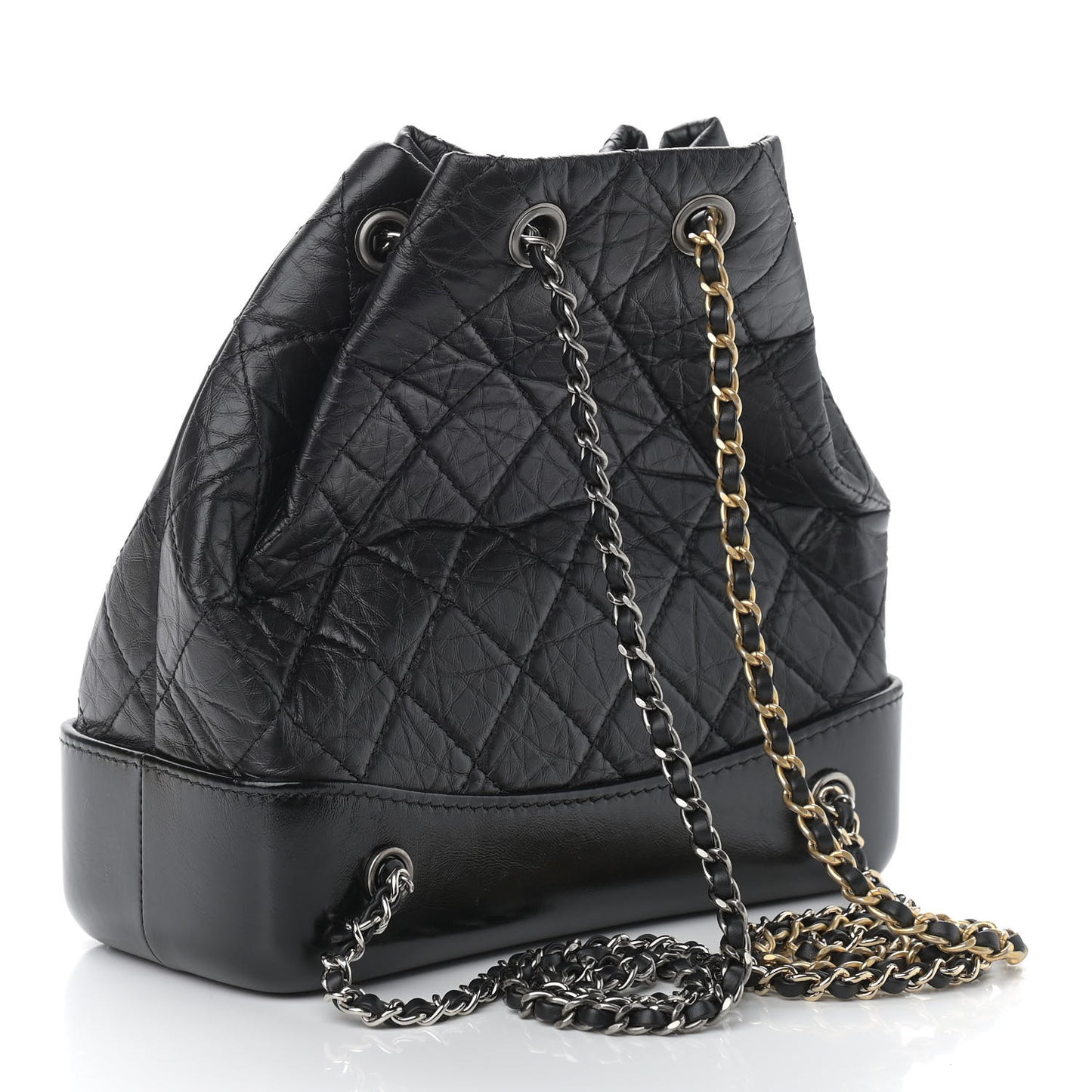 Aged Calfskin Quilted Small Gabrielle Backpack Black