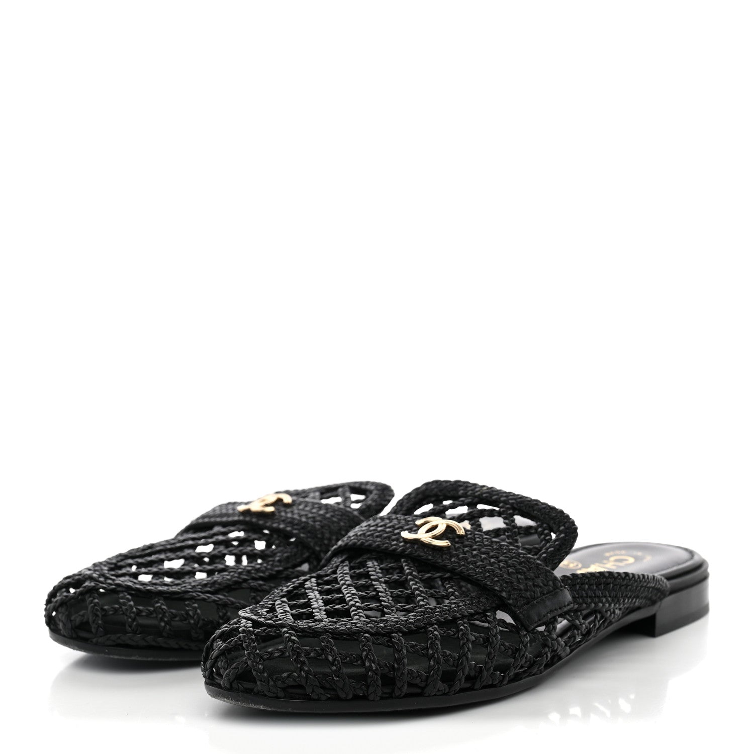 Chanel Braided Lambskin Mule Sandals 39 Black 2 of 11