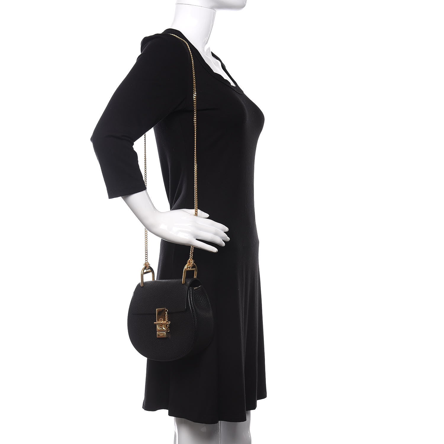 Chloe Grained Lambskin Mini Drew Shoulder Bag Black 2 of 11