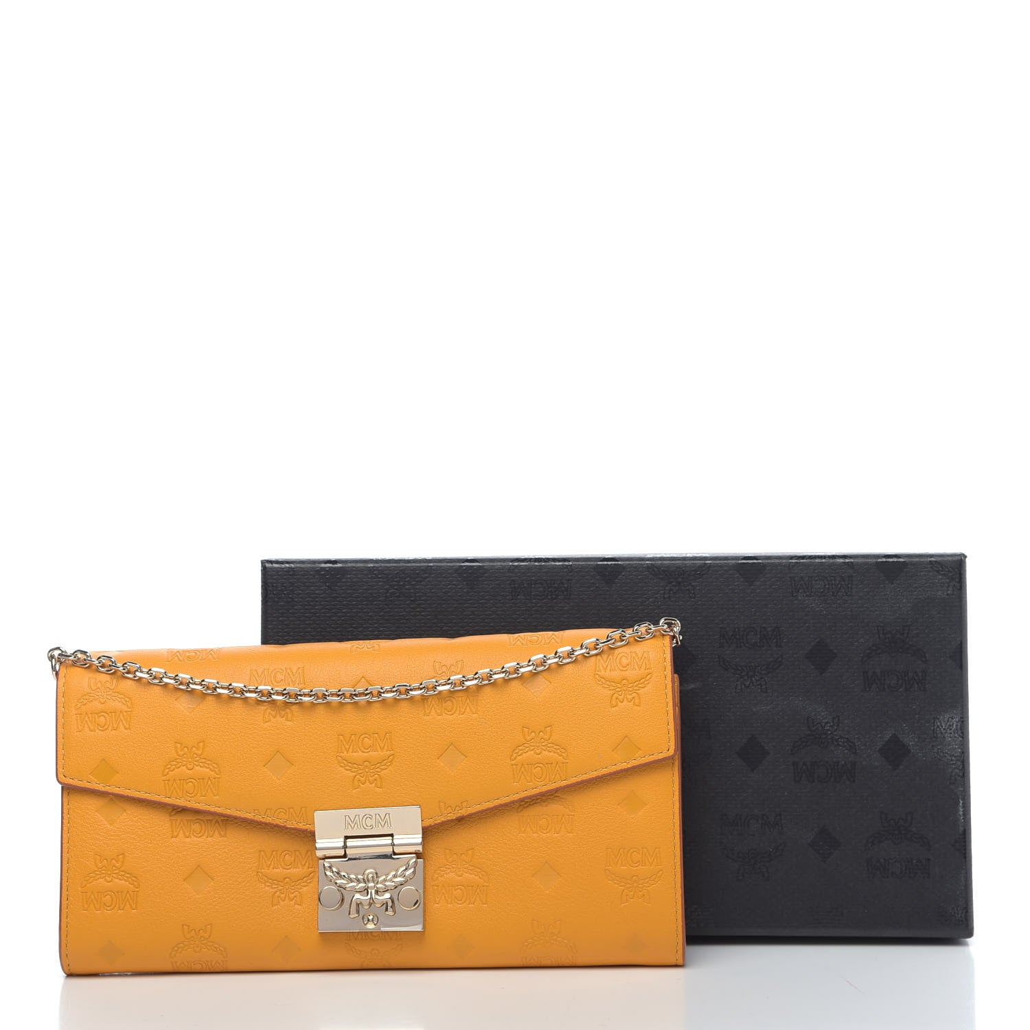 MCM Calfskin Ottomar Large Patricia Wallet On Chain Golden Mango 9 of 9