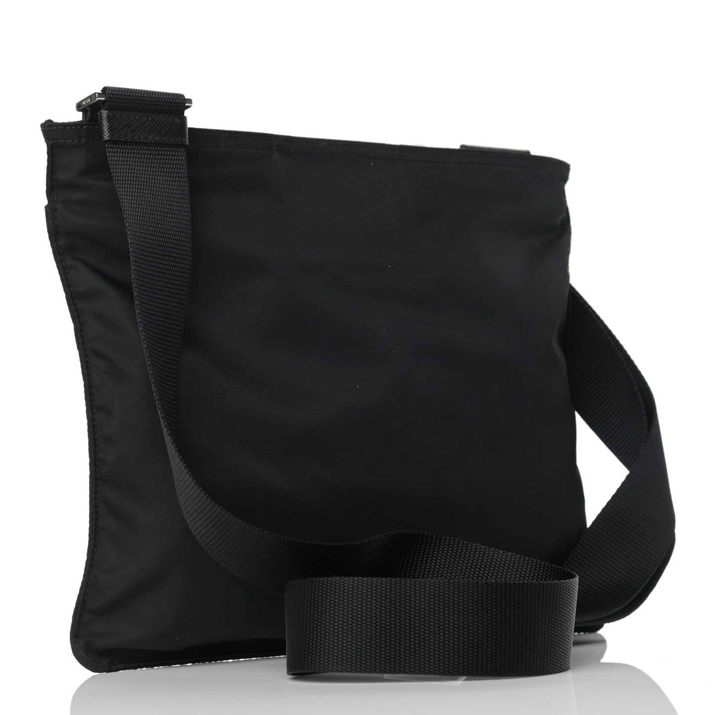 Tessuto Nylon Saffiano Flat Messenger Bag Black