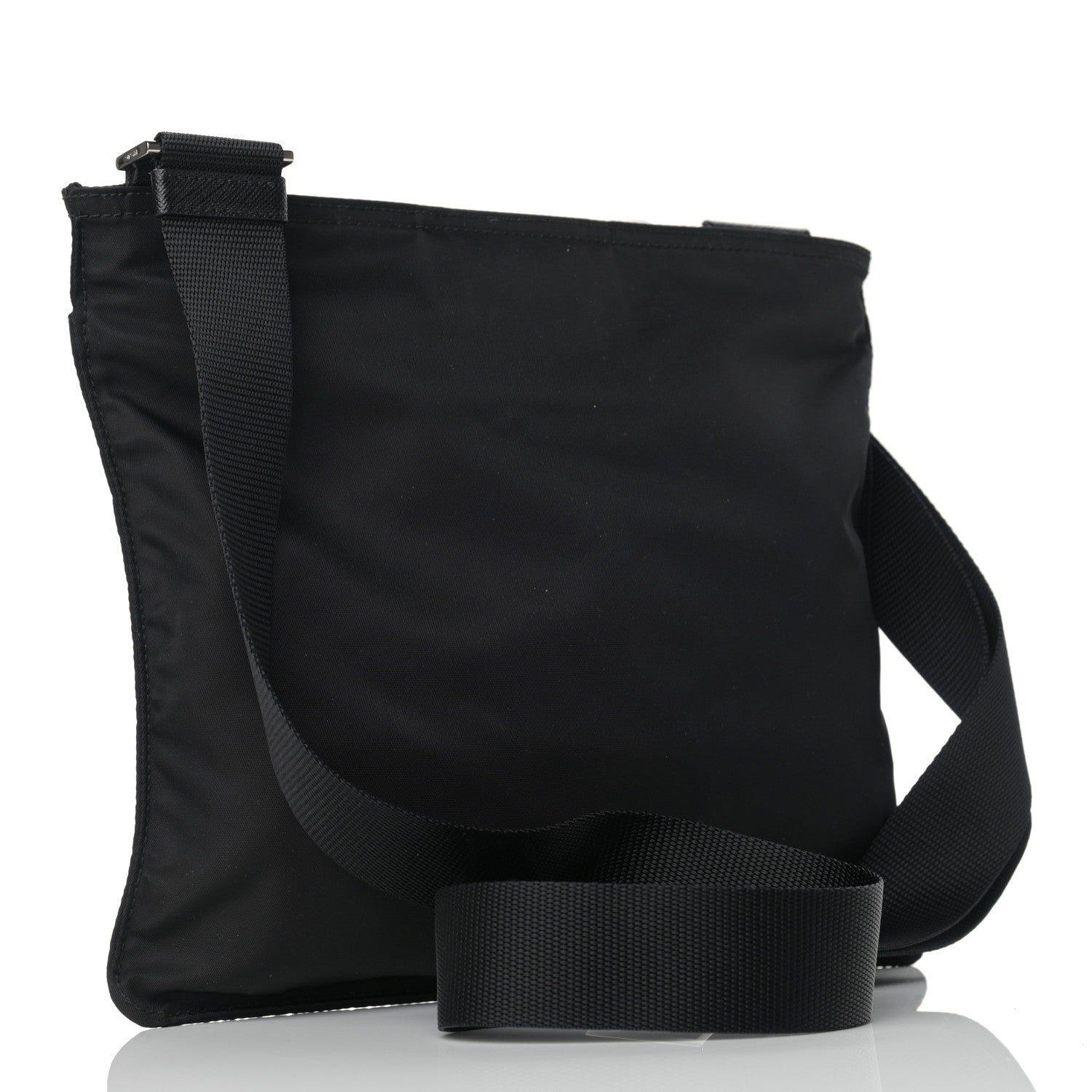 Prada Tessuto Nylon Saffiano Flat Messenger Bag Black 3 of 11