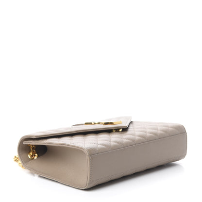 Saint Laurent Grain De Poudre Textured Mixed Matelasse Medium Triquilt Monogram Satchel Taupe 4 of 14