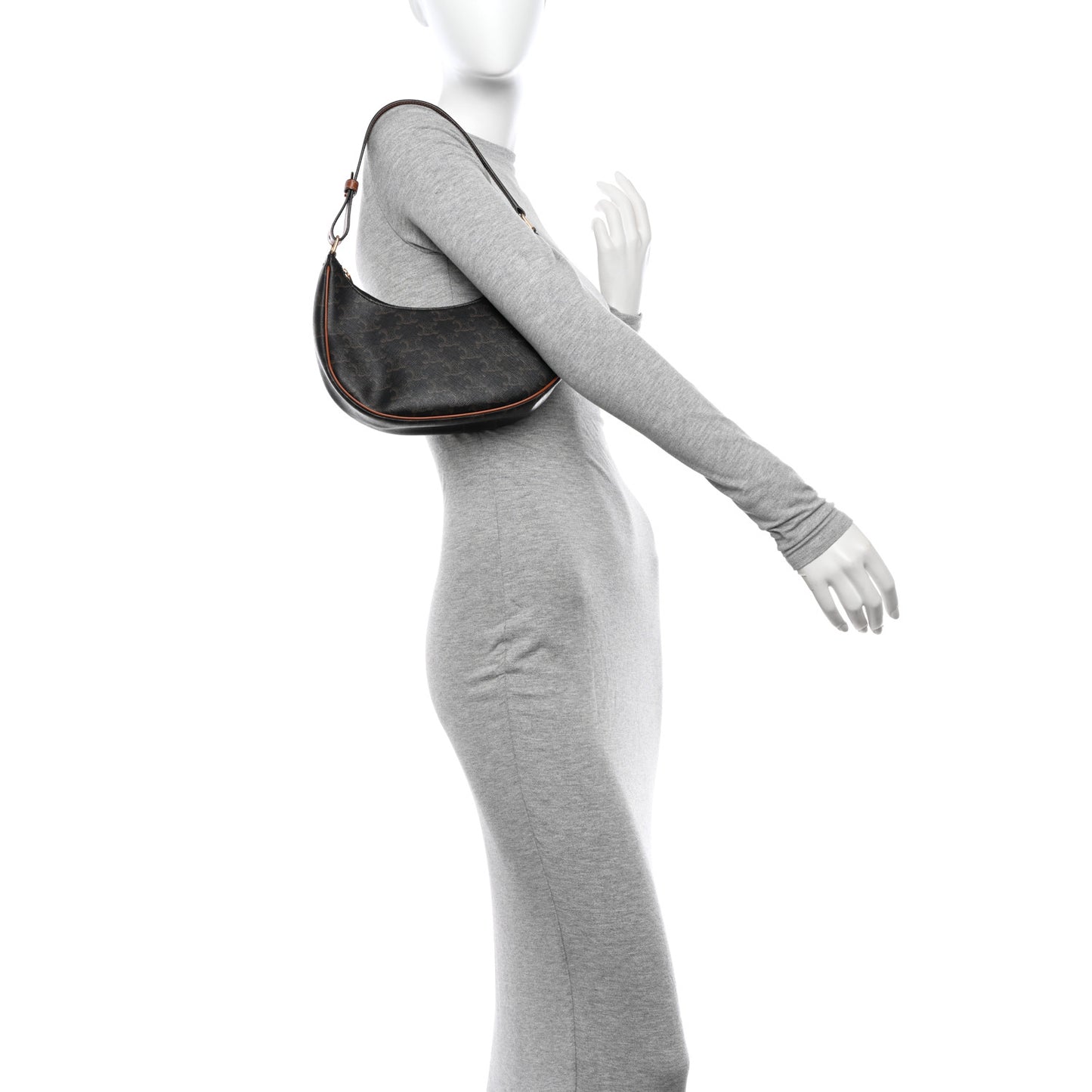 Triomphe Canvas Calfskin Ava Shoulder Bag Tan