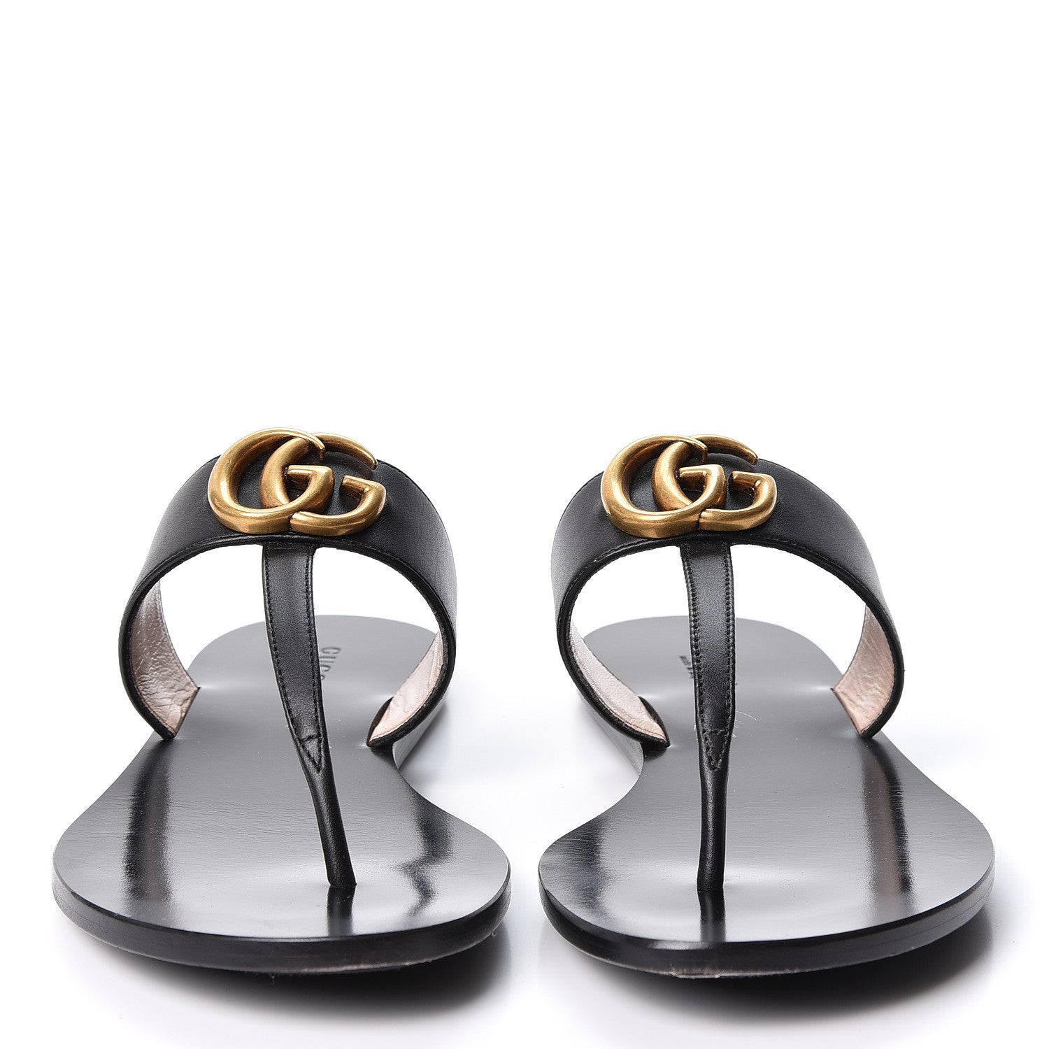 Gucci Calfskin Double G Thong Sandals 36 Black 2 of 10