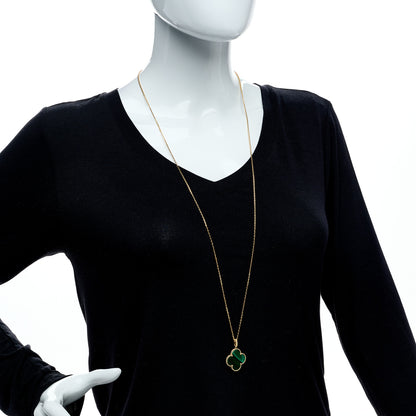 Van Cleef & Arpels 18K Yellow Gold Malachite Magic Alhambra Pendant Necklace 2 of 6