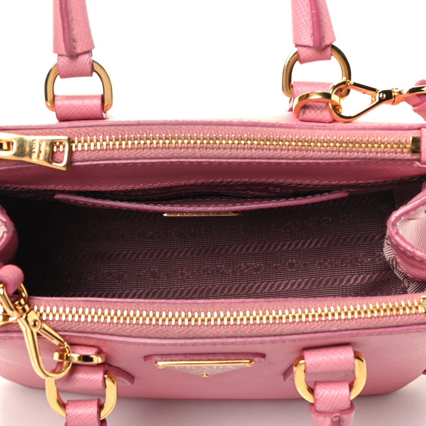 Saffiano Lux Micro Galleria Double Zip Tote Petalo