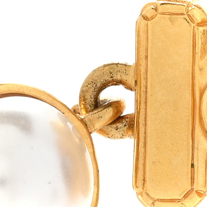 Chanel Crystal Pearl CC Perfume Bottle Drop Earrings Gold 5 of 5