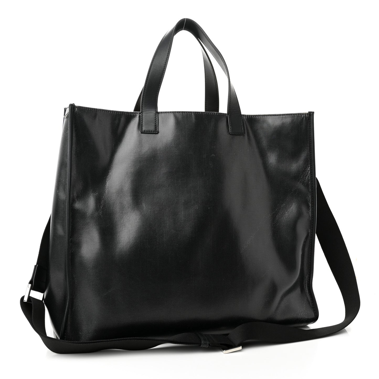 X SARAH COLEMAN Coated Canvas FF Fish Eye Logo Shopping Tote Black White