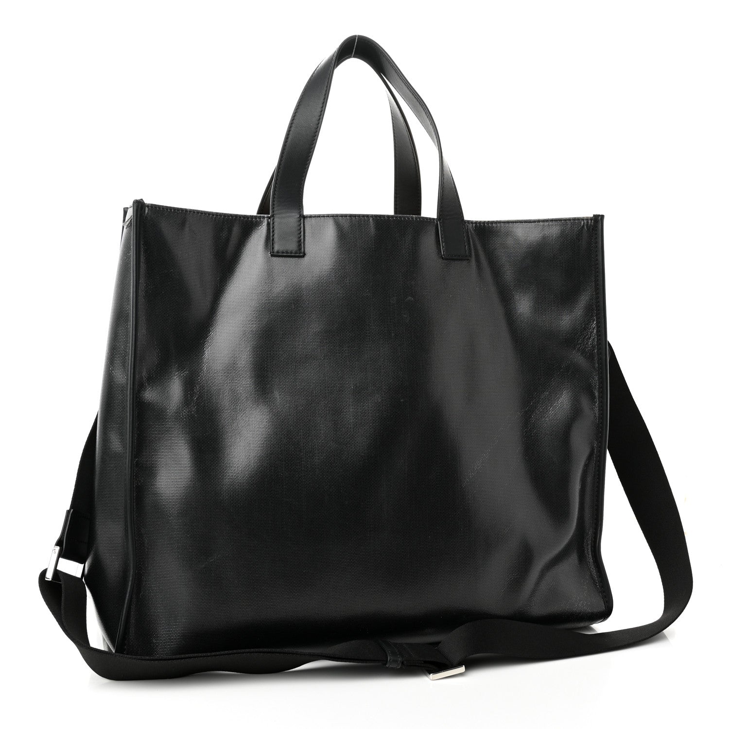 Fendi X SARAH COLEMAN Coated Canvas FF Fish Eye Logo Shopping Tote Black White 3 of 11