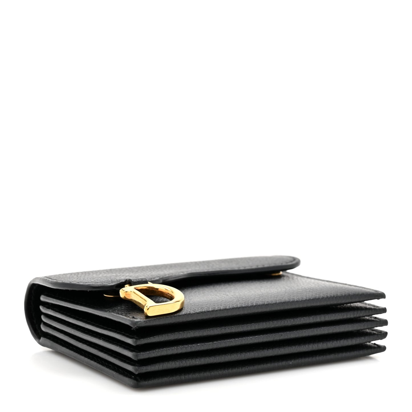 Grained Calfskin Saddle 5-Gusset Card Holder Black