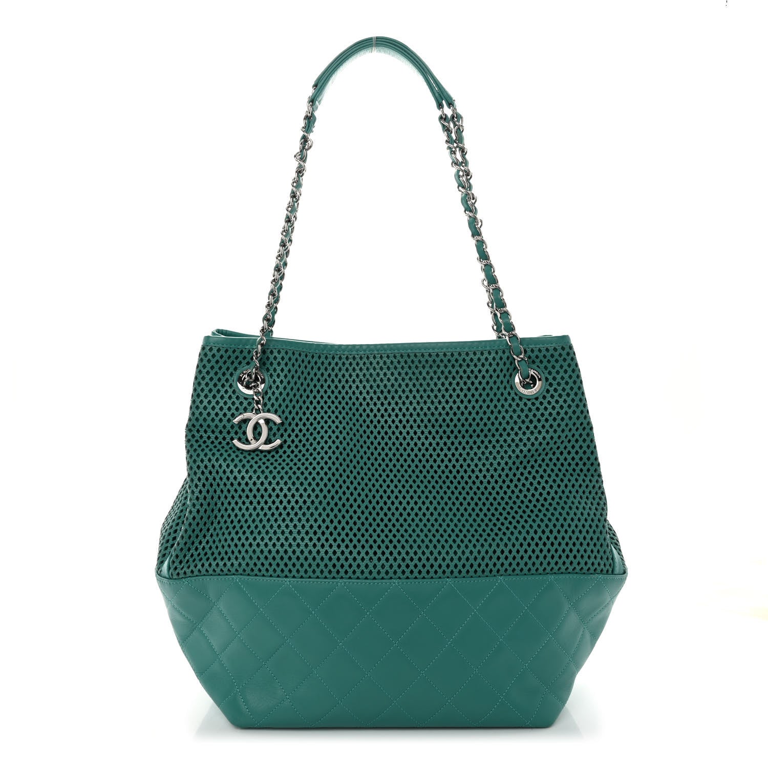 Chanel Calfskin Perforated Up In The Air North South Tote Green 1 of 11