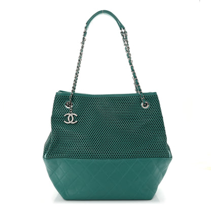 Chanel Calfskin Perforated Up In The Air North South Tote Green 1 of 11