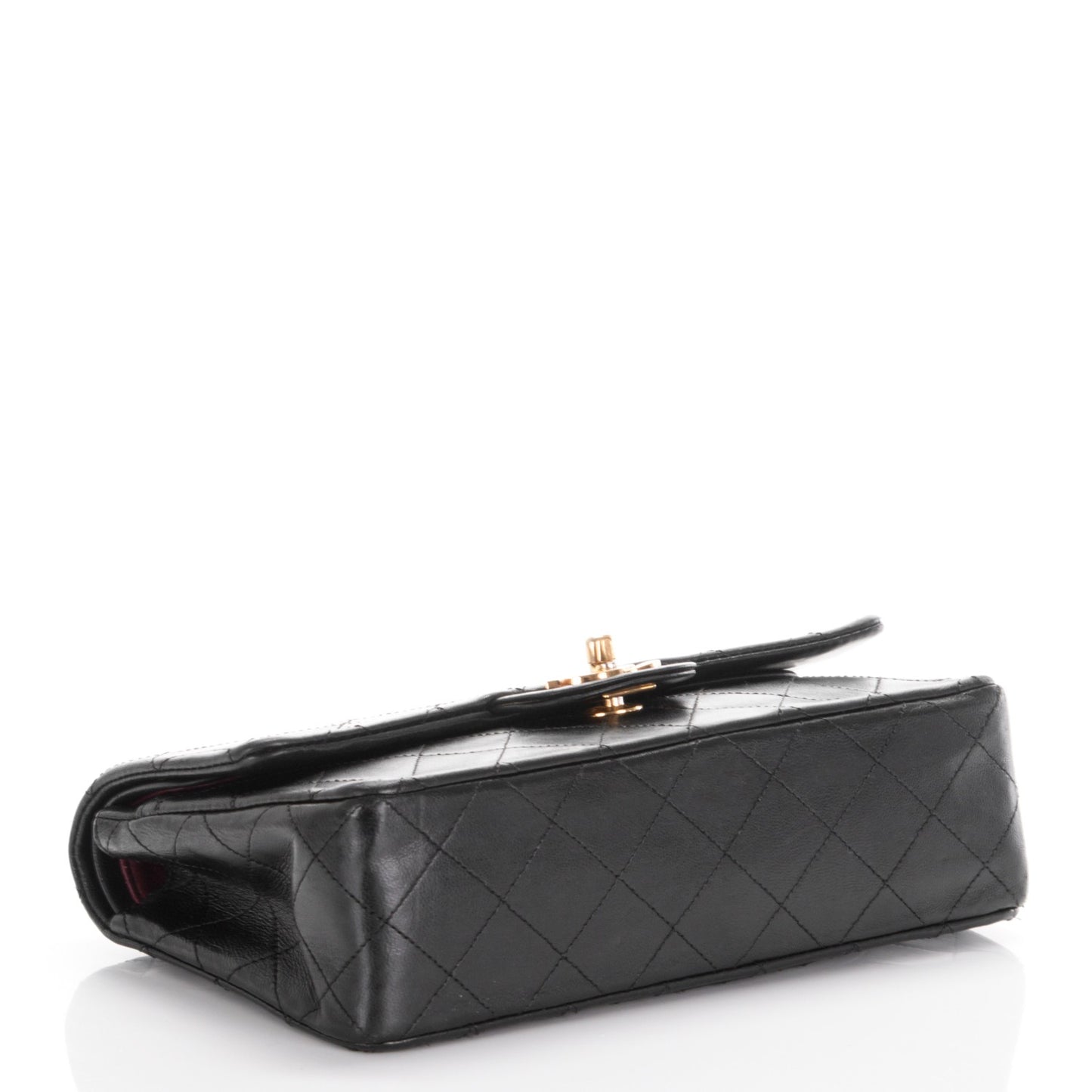 Lambskin Quilted Small Double Flap Black