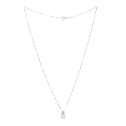 Mikimoto 18K White Gold Diamond Akoya Pearl 7mm Drop Pendant Necklace 2 of 4