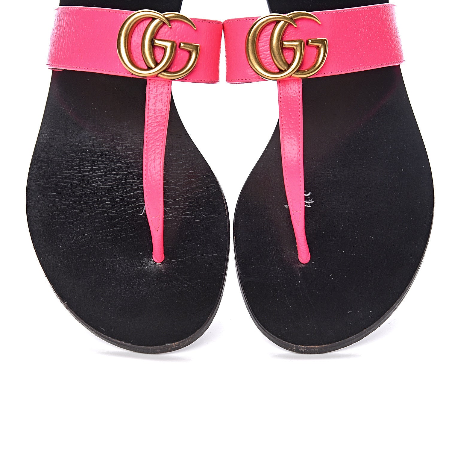 Gucci Calfskin GG Marmont Thong Sandals 38 Fuxia Fluo 17 of 20