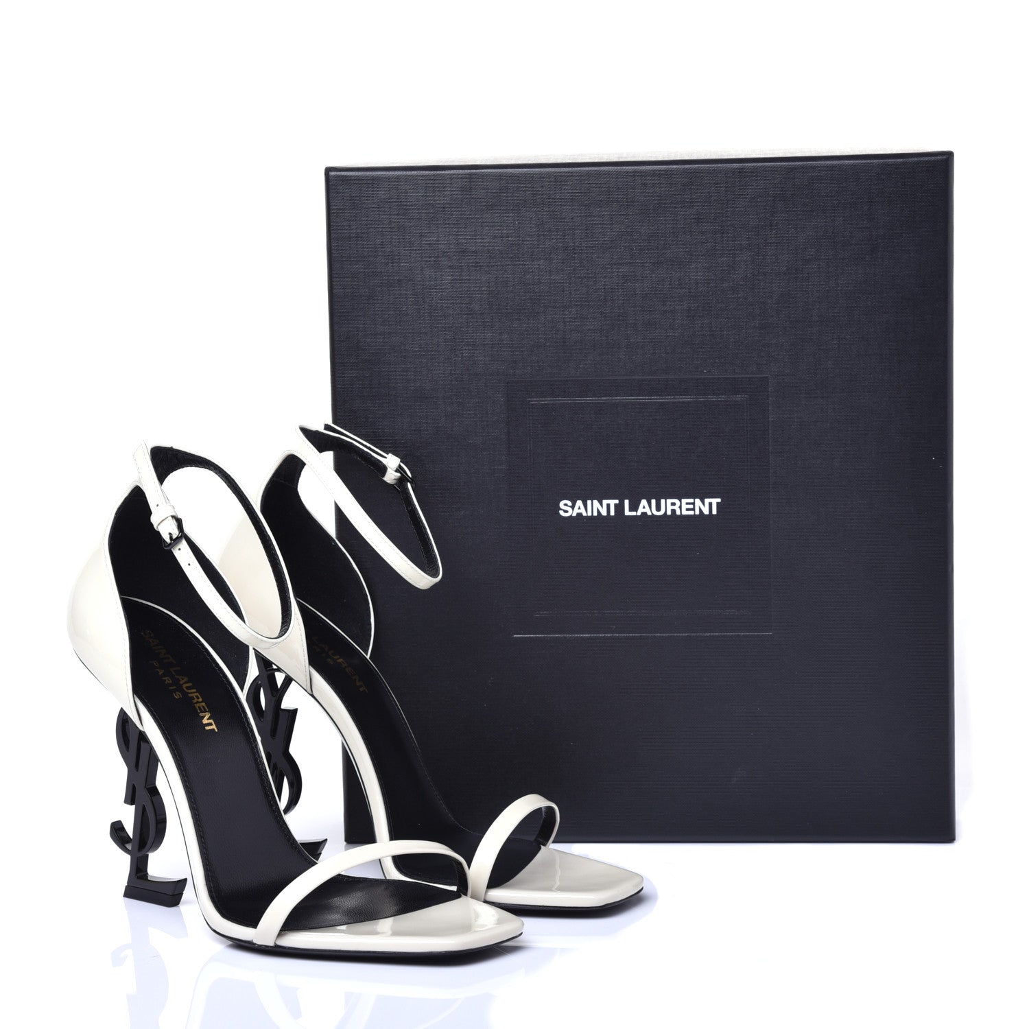 Saint Laurent Patent Calfskin 110 Opyum Sandals 38.5 Neutro 9 of 10