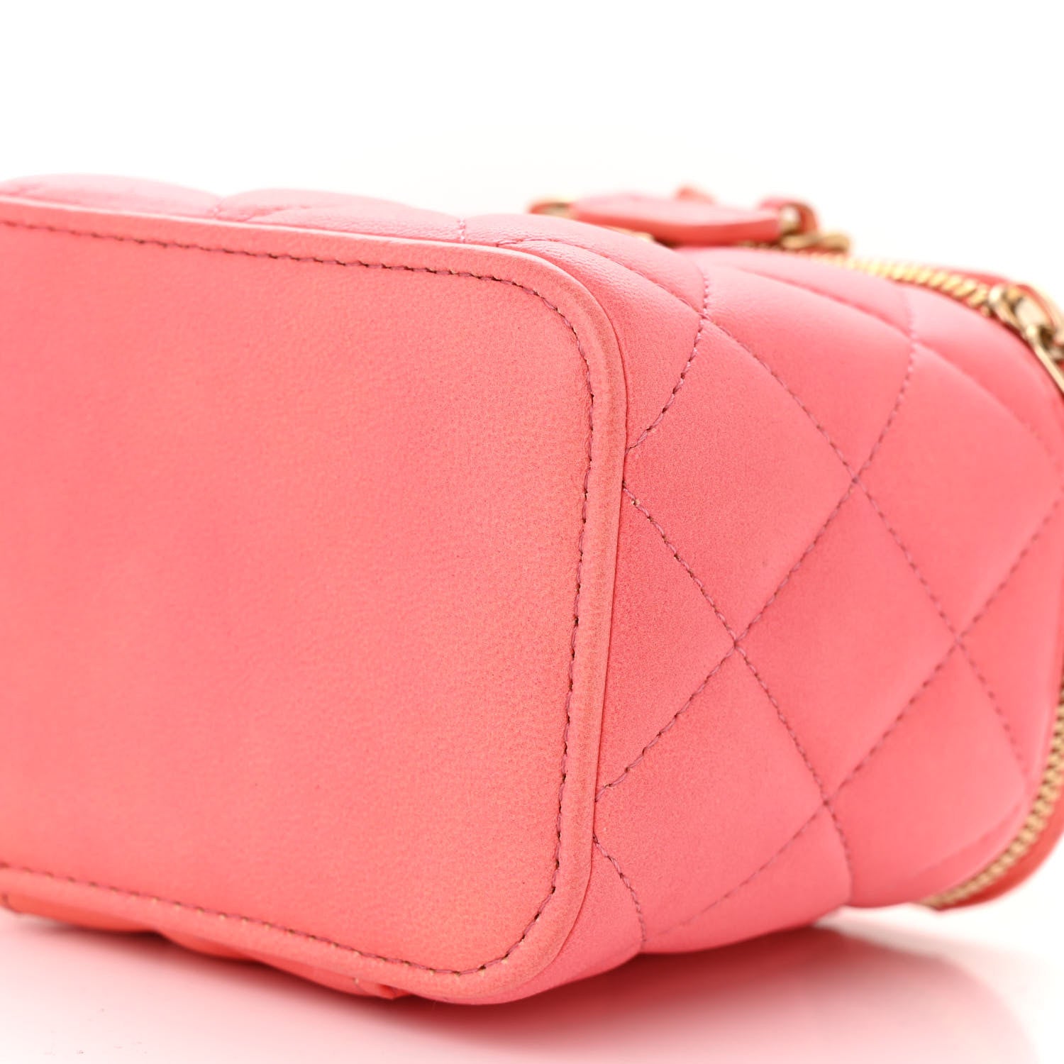 Chanel Lambskin Quilted Ombre Top Handle Mini Vanity Case With Chain Coral 10 of 10