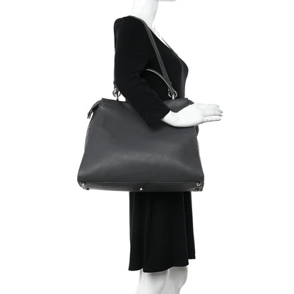 Fendi Cuoio Romano Selleria Bi-Color Large Peekaboo Iconic Satchel Asfalto Latte 3 of 12