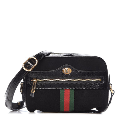 Gucci Suede Patent Web Mini Ophidia Shoulder Bag Black 1 of 10