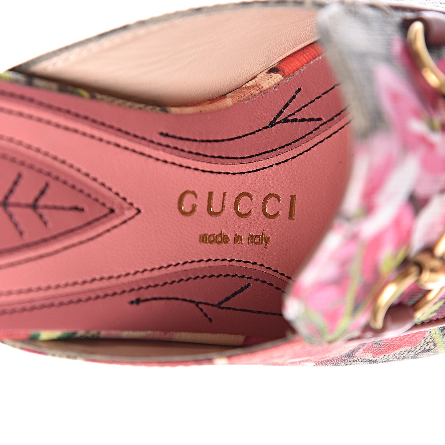 GG Supreme Monogram Blooms Womens Princetown Slippers 34 Beige Multicolor Dry Rose