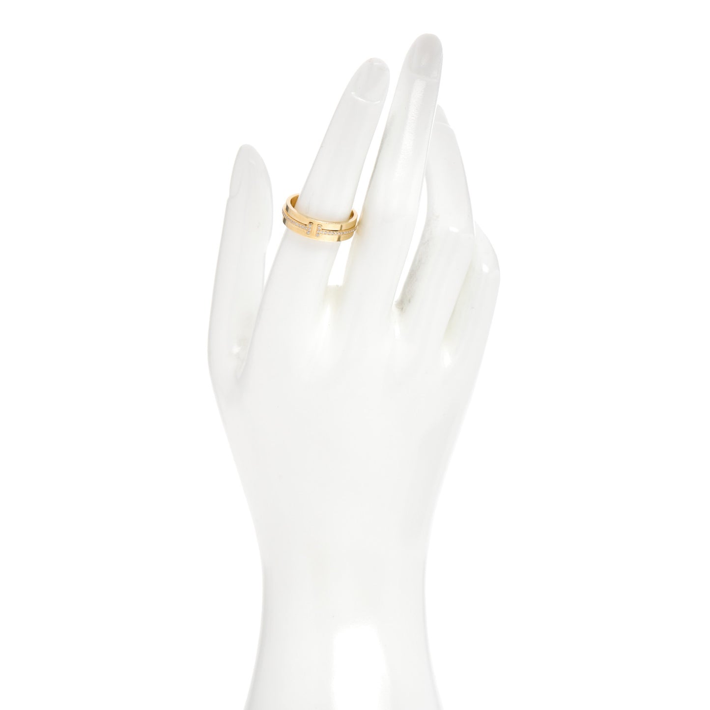 18K Yellow Gold Diamond Wide T Two Ring 54 7